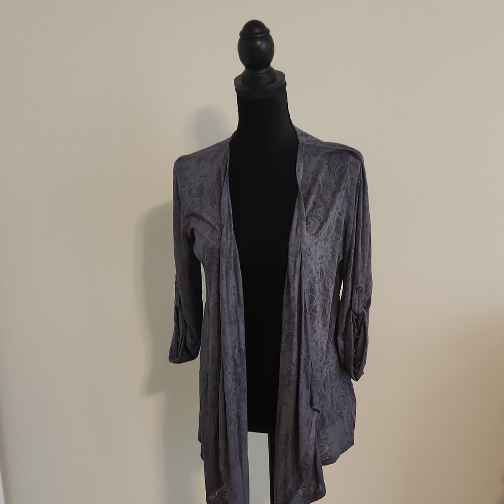 Gray Open-Front Cardigan